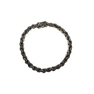 Vintage Sterling Silver 925 Thailand Marcasite Bracelet Safety Clasp 15.5g